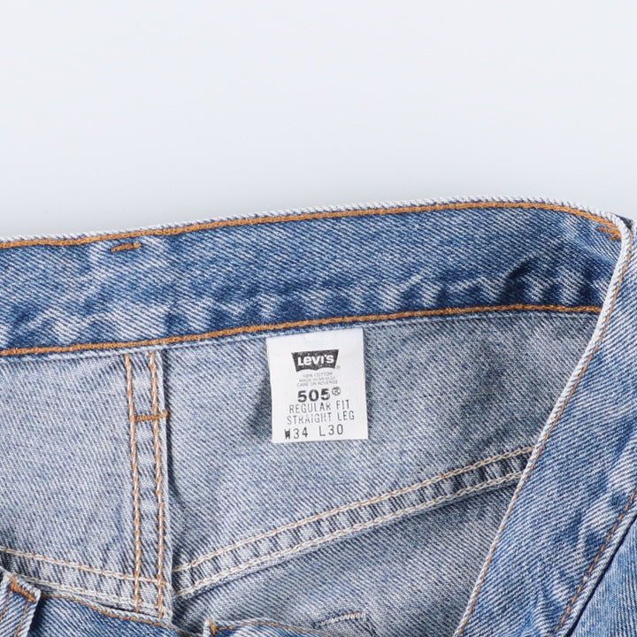 90'S Levi's 505 REGULAR FIT STRAIGHT LEG tapered denim pants for men, W33 equivalent, vintage cotton blue type Vintage Second Hand