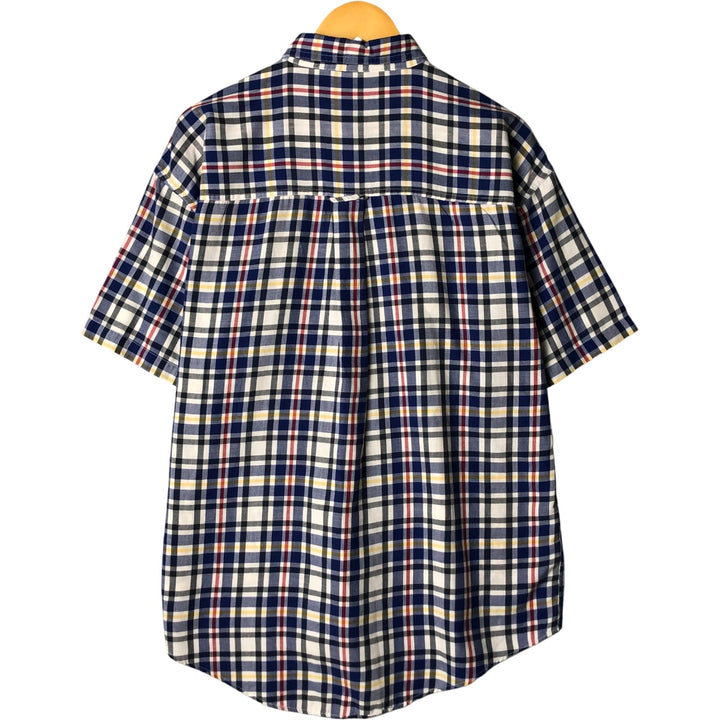 90'S Ralph Lauren CHAPS short sleeve button down check shirt men's size L vintage cotton Navy blue Vintage Second Hand
