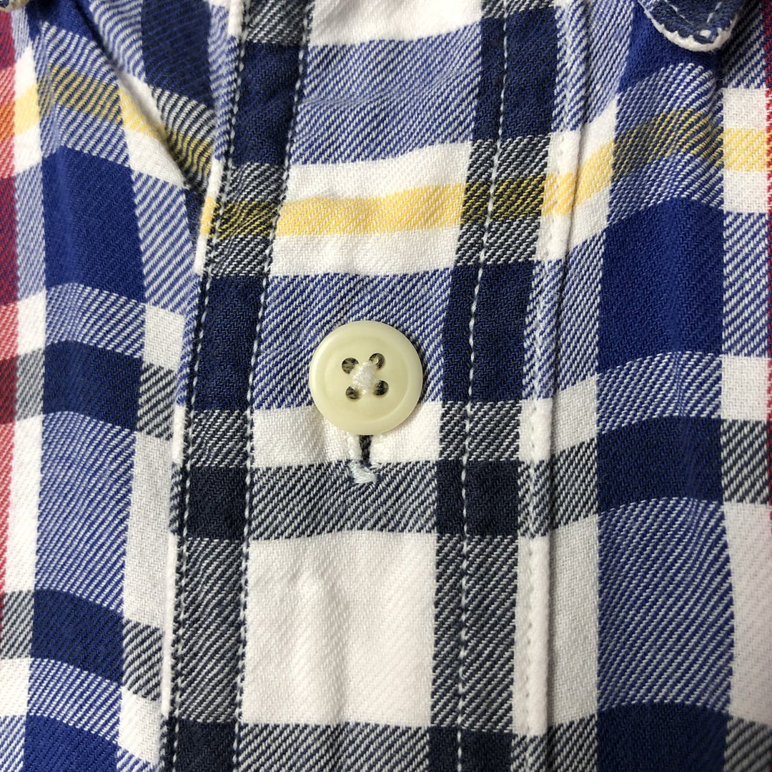 90'S Ralph Lauren CHAPS short sleeve button down check shirt men's size L vintage cotton Navy blue Vintage Second Hand