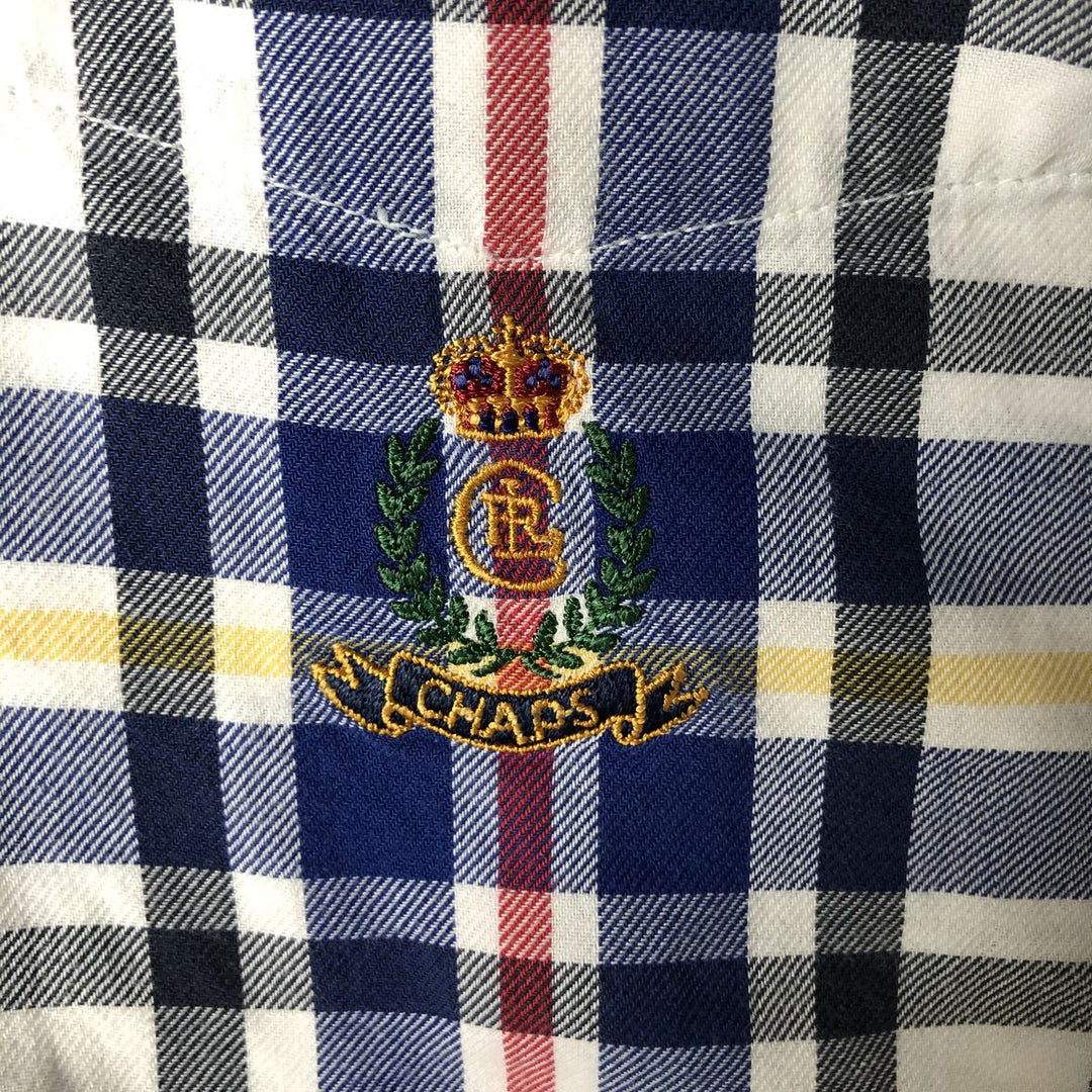 90'S Ralph Lauren CHAPS short sleeve button down check shirt men's size L vintage cotton Navy blue Vintage Second Hand