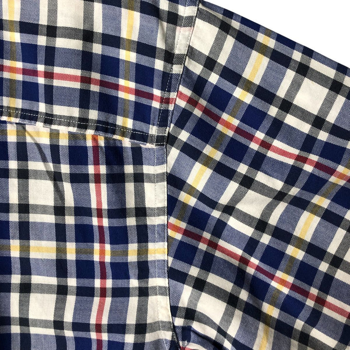 90'S Ralph Lauren CHAPS short sleeve button down check shirt men's size L vintage cotton Navy blue Vintage Second Hand