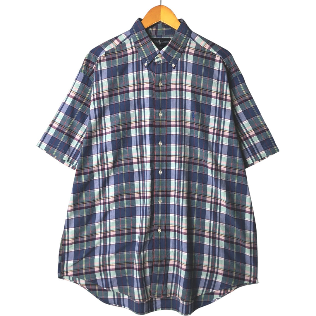 Ralph Lauren BLAKE short sleeve button down check shirt men's XL size cotton blue type Vintage Second Hand