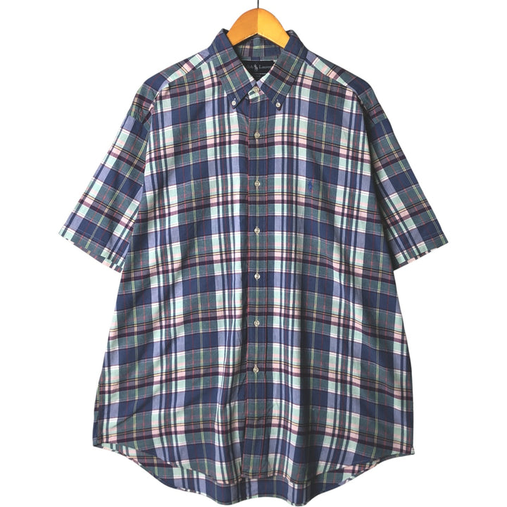 Ralph Lauren BLAKE short sleeve button down check shirt men's XL size cotton blue type Vintage Second Hand