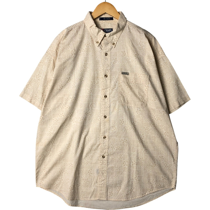 Vintage 90'S Ralph Lauren Chaps, Native American Pattern, short-sleeved button-down shirt, men's size XL cotton Beige type Vintage Second Hand