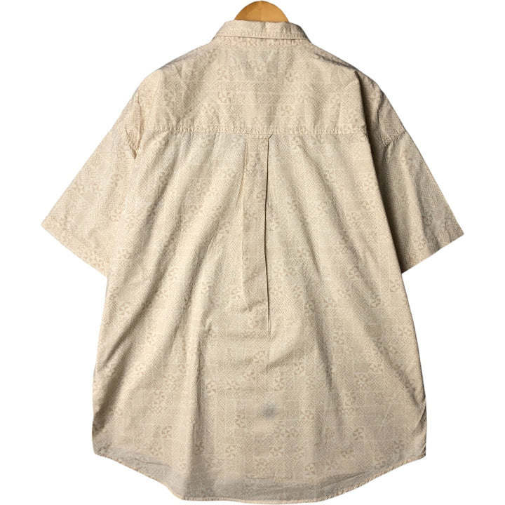 Vintage 90'S Ralph Lauren Chaps, Native American Pattern, short-sleeved button-down shirt, men's size XL cotton Beige type Vintage Second Hand