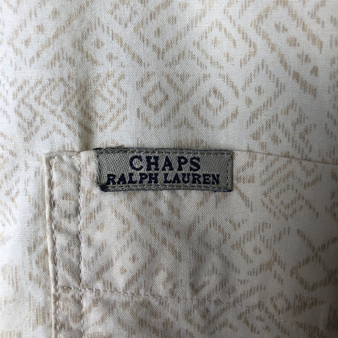 Vintage 90'S Ralph Lauren Chaps, Native American Pattern, short-sleeved button-down shirt, men's size XL cotton Beige type Vintage Second Hand