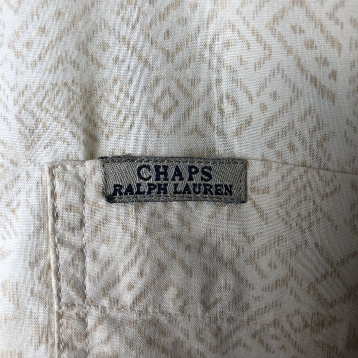Vintage 90'S Ralph Lauren Chaps, Native American Pattern, short-sleeved button-down shirt, men's size XL cotton Beige type Vintage Second Hand