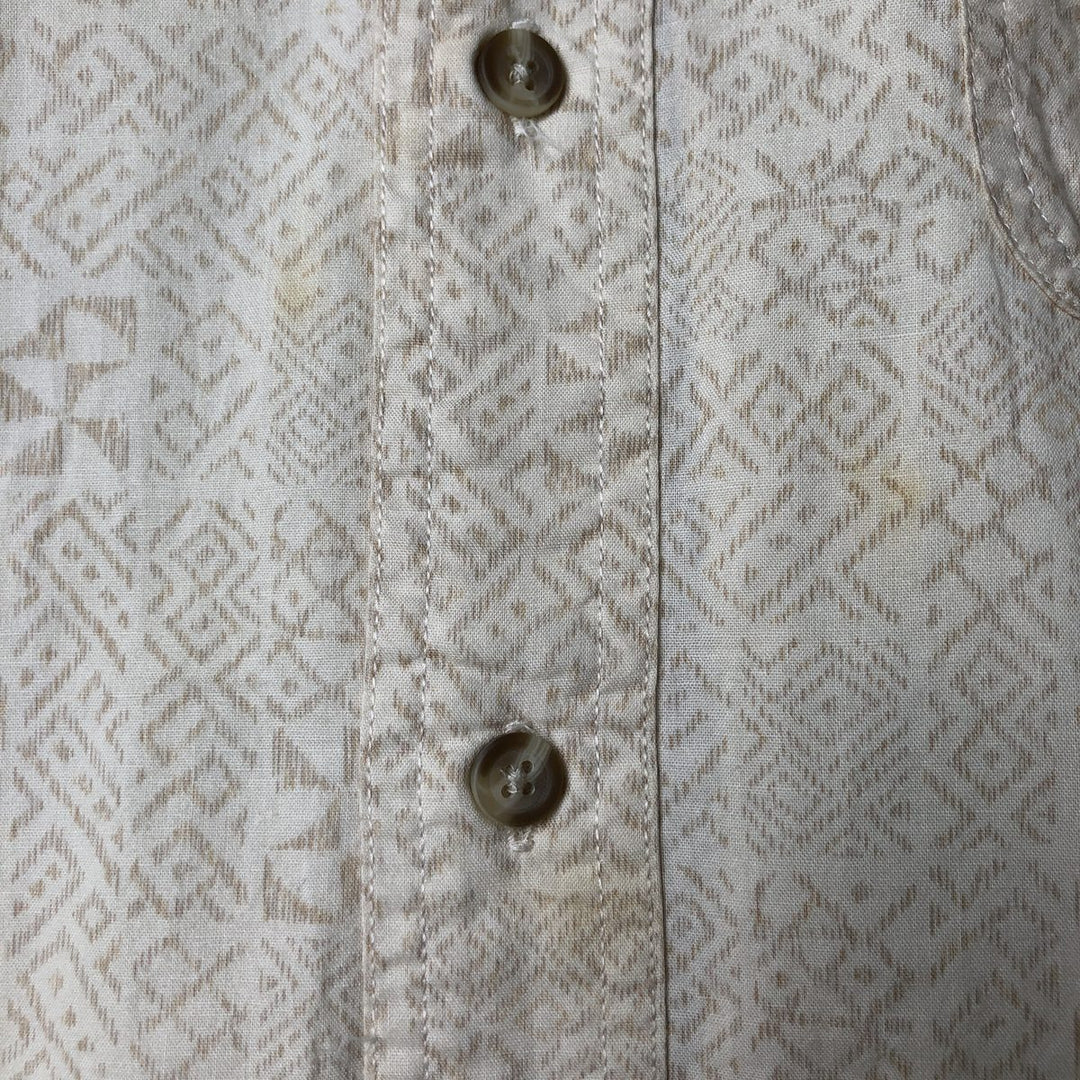 Vintage 90'S Ralph Lauren Chaps, Native American Pattern, short-sleeved button-down shirt, men's size XL cotton Beige type Vintage Second Hand