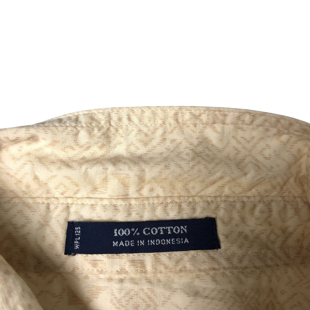 Vintage 90'S Ralph Lauren Chaps, Native American Pattern, short-sleeved button-down shirt, men's size XL cotton Beige type Vintage Second Hand