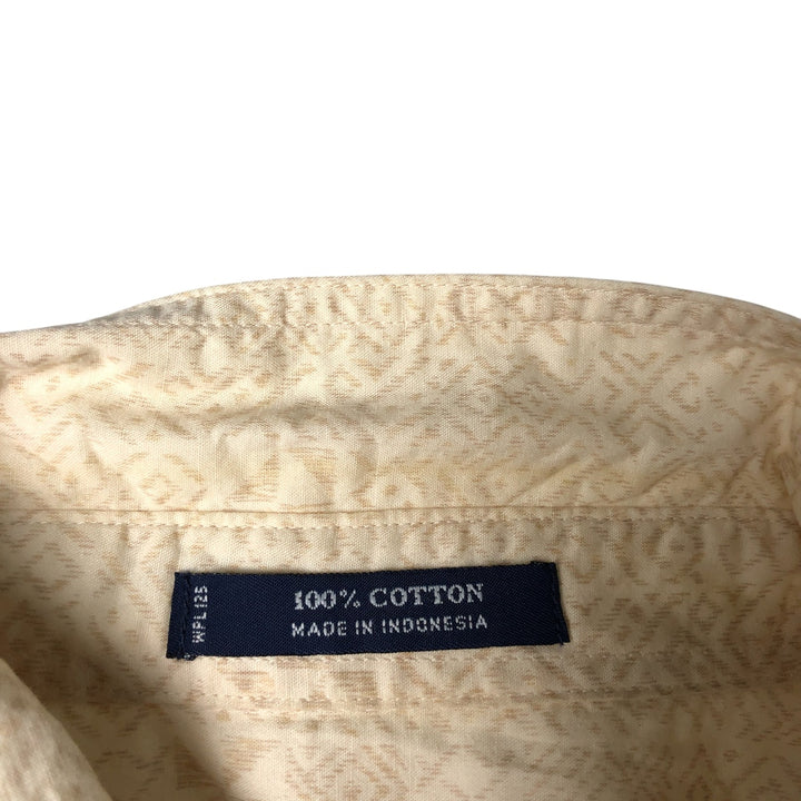 Vintage 90'S Ralph Lauren Chaps, Native American Pattern, short-sleeved button-down shirt, men's size XL cotton Beige type Vintage Second Hand