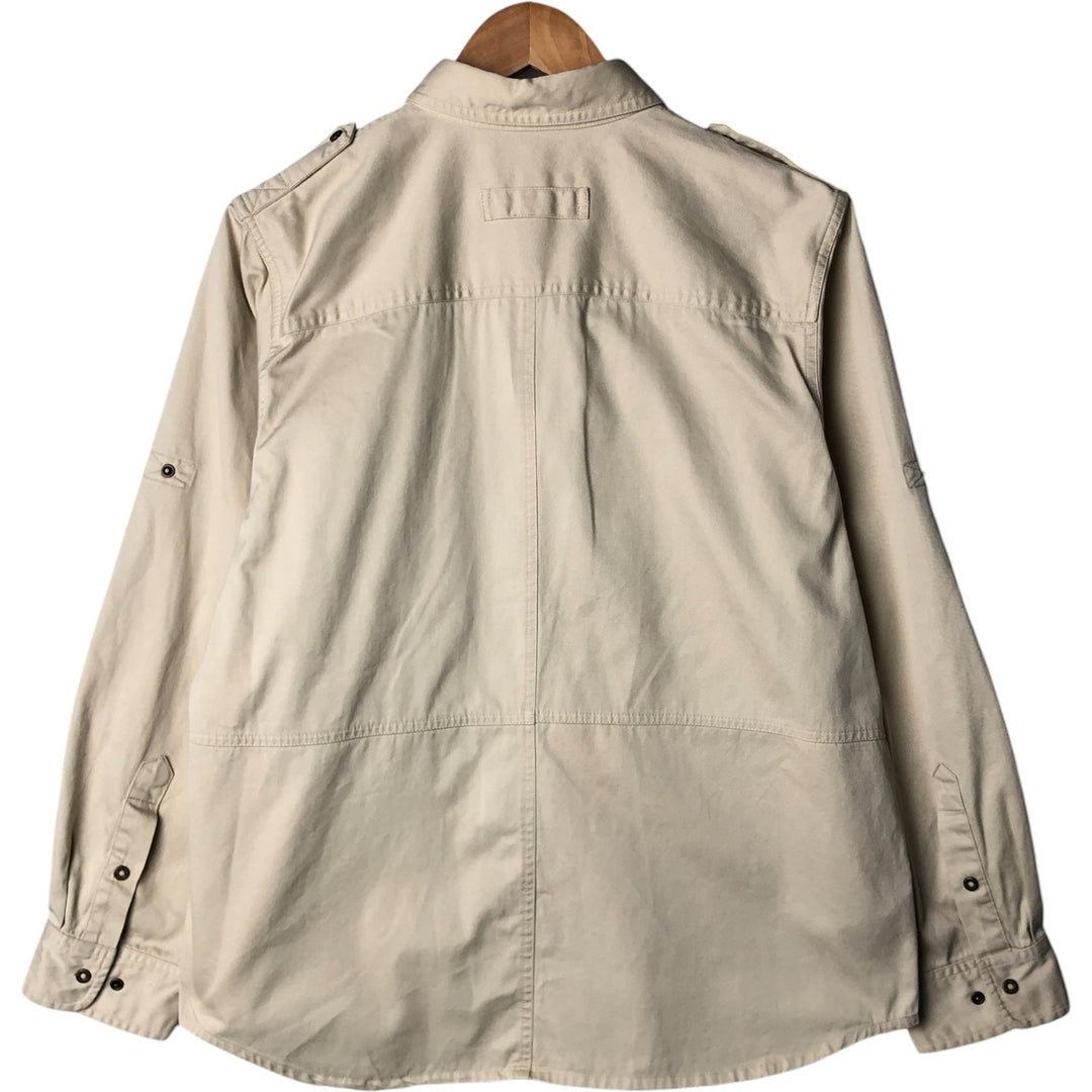 Ralph Lauren LAUREN Long Sleeve Fishing Shirt, Women's Size L cotton Beige type Vintage Second Hand