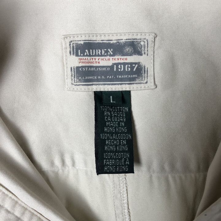 Ralph Lauren LAUREN Long Sleeve Fishing Shirt, Women's Size L cotton Beige type Vintage Second Hand