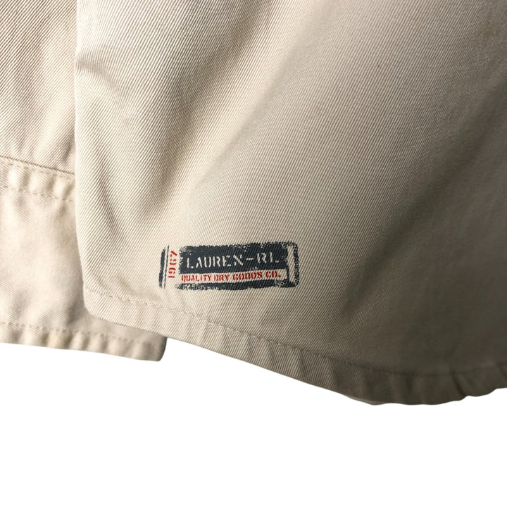 Ralph Lauren LAUREN Long Sleeve Fishing Shirt, Women's Size L cotton Beige type Vintage Second Hand