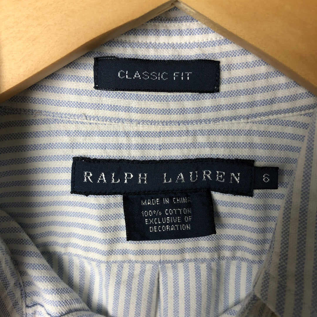 Ralph Lauren Classic Fit Long Sleeve Button-Down Striped Shirt, Women's Size Medium cotton white type Vintage Second Hand