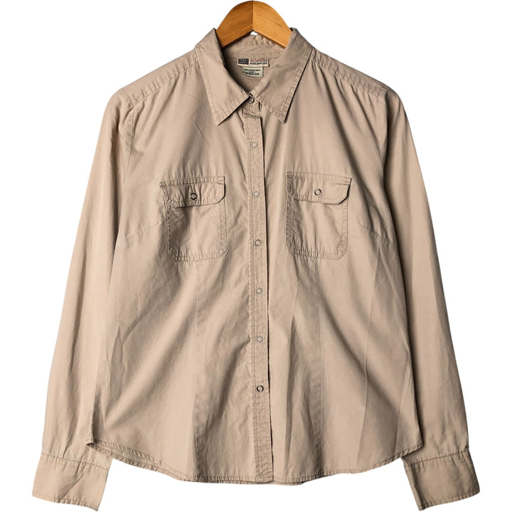 Faded Glory Long Sleeve Cotton Shirt, Women's Size M cotton Beige type Vintage Second Hand