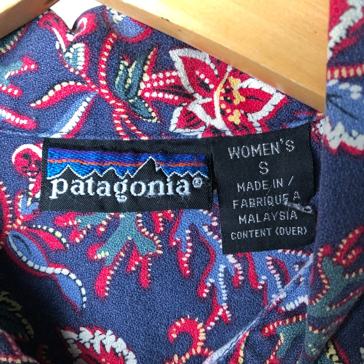 Patagonia all-over print long-sleeved shirt, women's size S unclear blue type Vintage Second Hand