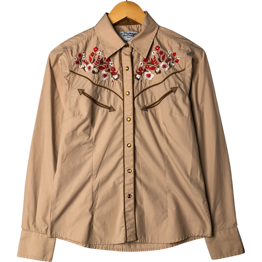 ACE OF DIAMOND Long Sleeve Western Shirt, Women's Size S cotton Beige type Vintage Second Hand