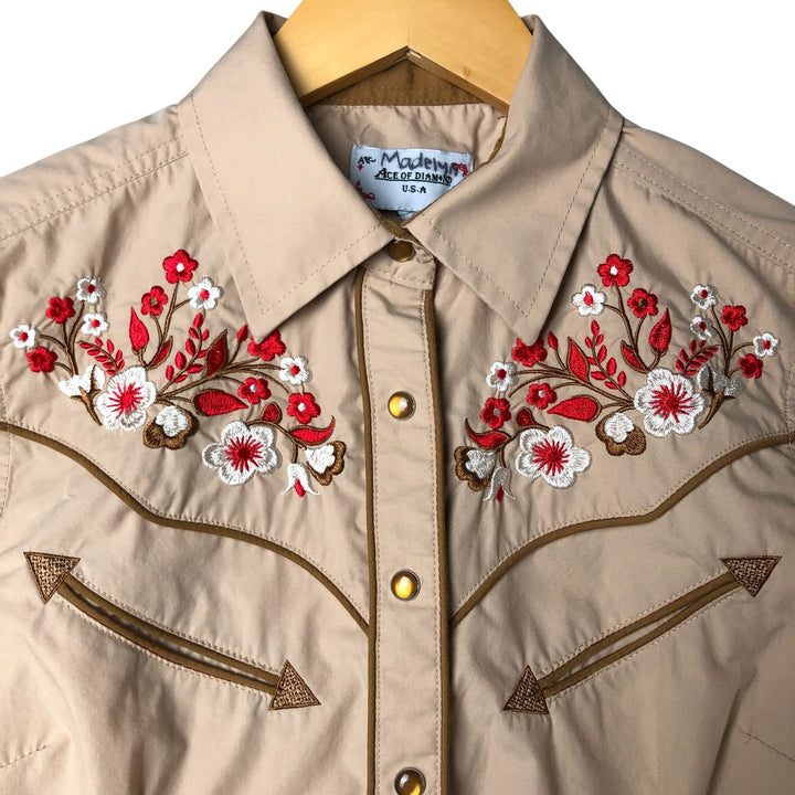 ACE OF DIAMOND Long Sleeve Western Shirt, Women's Size S cotton Beige type Vintage Second Hand