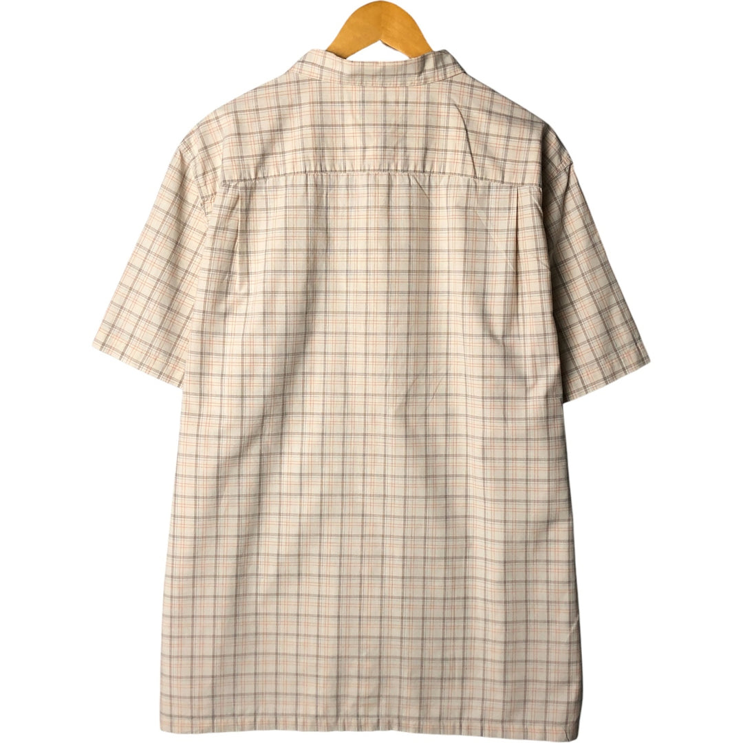 2000'S Columbia Short Sleeve Cotton Check Box Shirt, Men's XL cotton ivory Vintage Second Hand