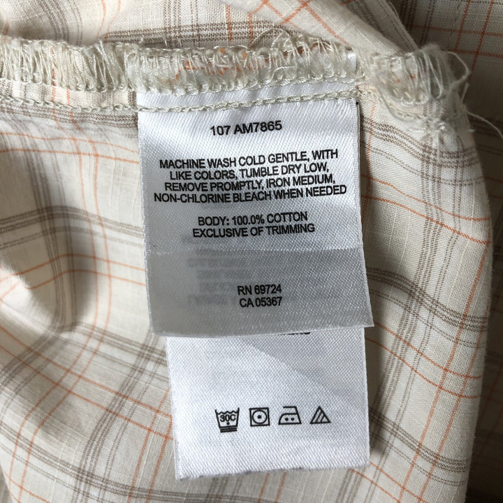 2000'S Columbia Short Sleeve Cotton Check Box Shirt, Men's XL cotton ivory Vintage Second Hand