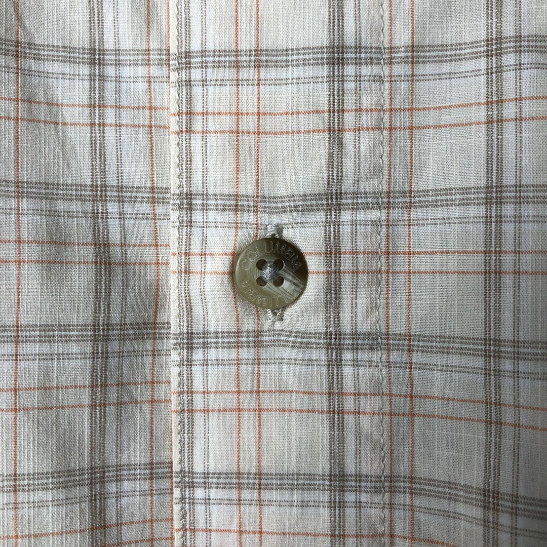 2000'S Columbia Short Sleeve Cotton Check Box Shirt, Men's XL cotton ivory Vintage Second Hand