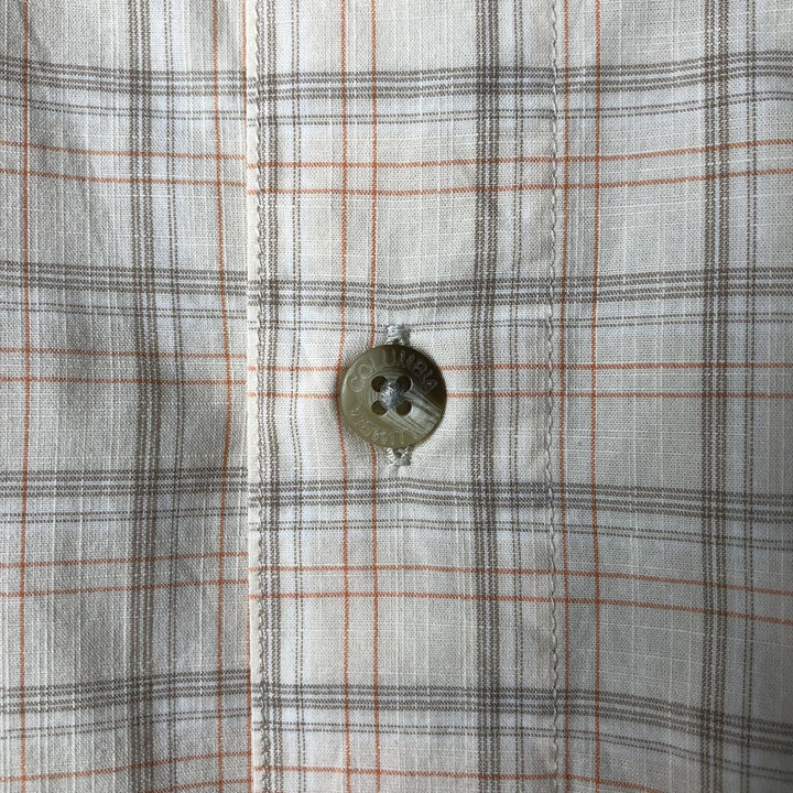 2000'S Columbia Short Sleeve Cotton Check Box Shirt, Men's XL cotton ivory Vintage Second Hand