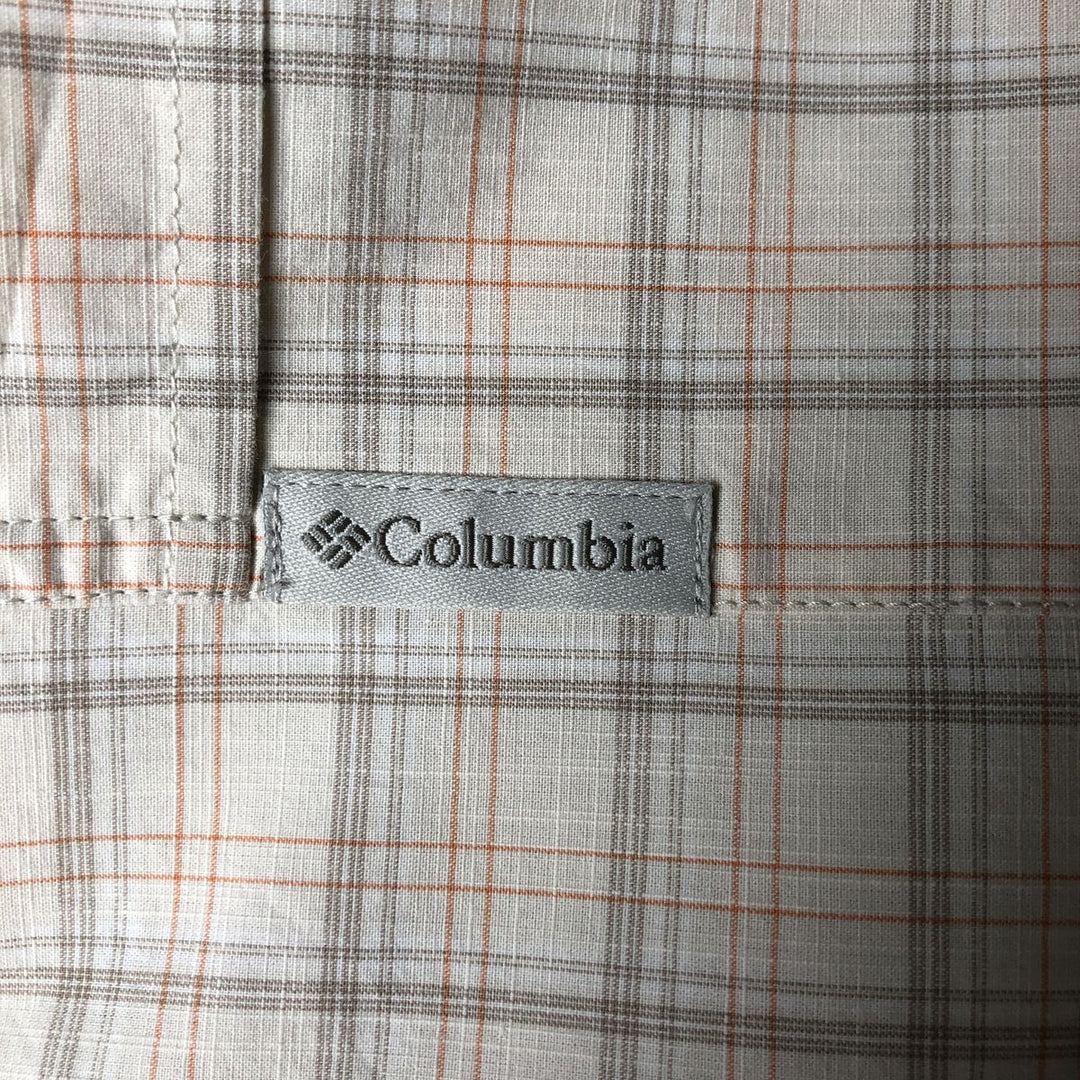 2000'S Columbia Short Sleeve Cotton Check Box Shirt, Men's XL cotton ivory Vintage Second Hand