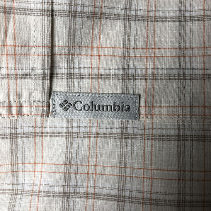 2000'S Columbia Short Sleeve Cotton Check Box Shirt, Men's XL cotton ivory Vintage Second Hand