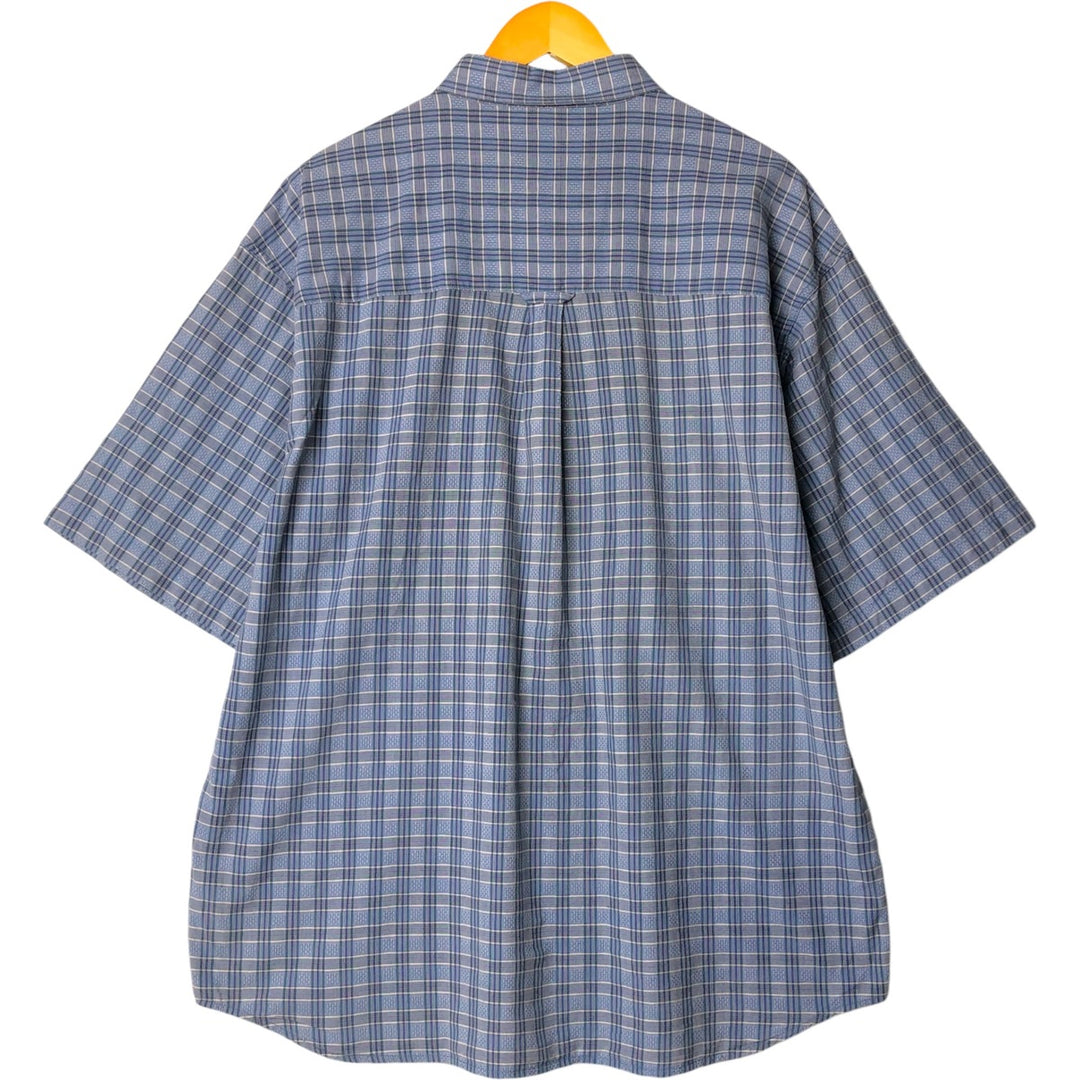 00'S Columbia Short Sleeve Button Down Check Shirt Men's XL cotton Blue type light blue Vintage Second Hand