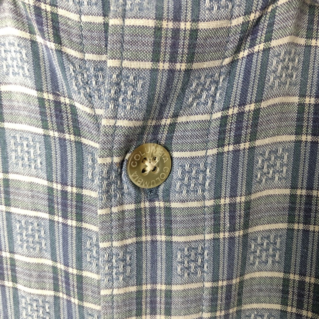 00'S Columbia Short Sleeve Button Down Check Shirt Men's XL cotton Blue type light blue Vintage Second Hand