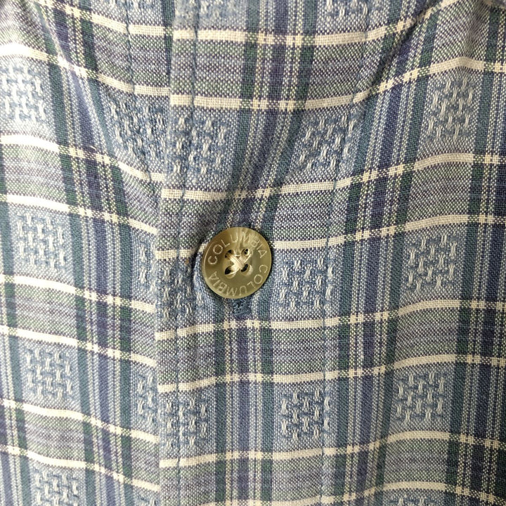 00'S Columbia Short Sleeve Button Down Check Shirt Men's XL cotton Blue type light blue Vintage Second Hand