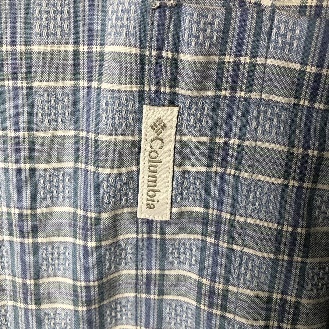 00'S Columbia Short Sleeve Button Down Check Shirt Men's XL cotton Blue type light blue Vintage Second Hand