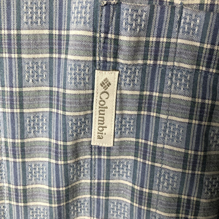 00'S Columbia Short Sleeve Button Down Check Shirt Men's XL cotton Blue type light blue Vintage Second Hand