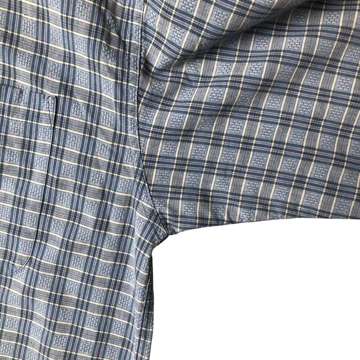 00'S Columbia Short Sleeve Button Down Check Shirt Men's XL cotton Blue type light blue Vintage Second Hand