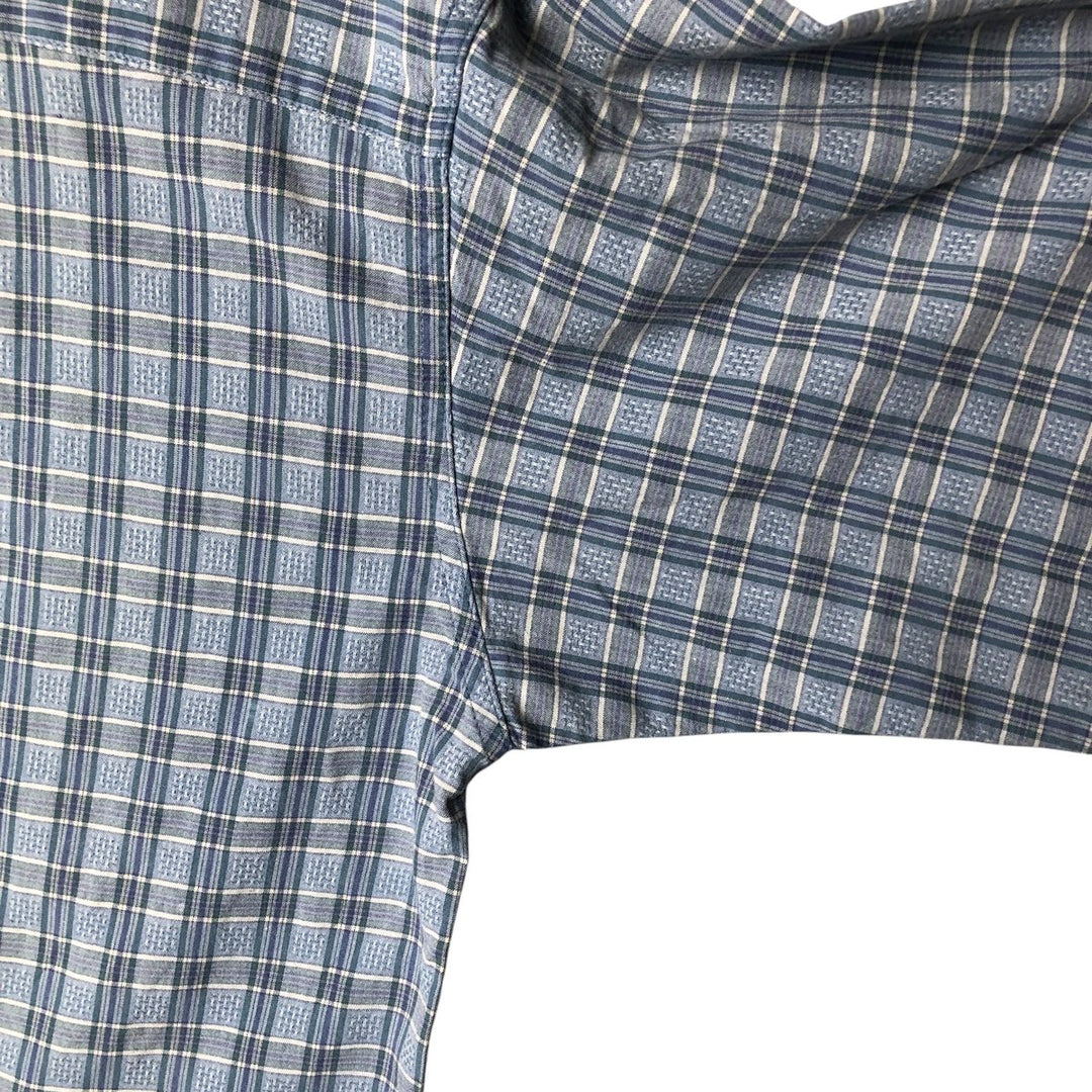 00'S Columbia Short Sleeve Button Down Check Shirt Men's XL cotton Blue type light blue Vintage Second Hand