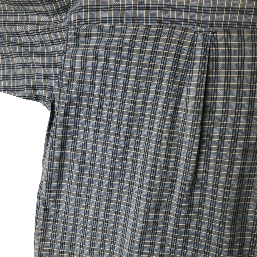 00'S Columbia Short Sleeve Button Down Check Shirt Men's XL cotton Blue type light blue Vintage Second Hand