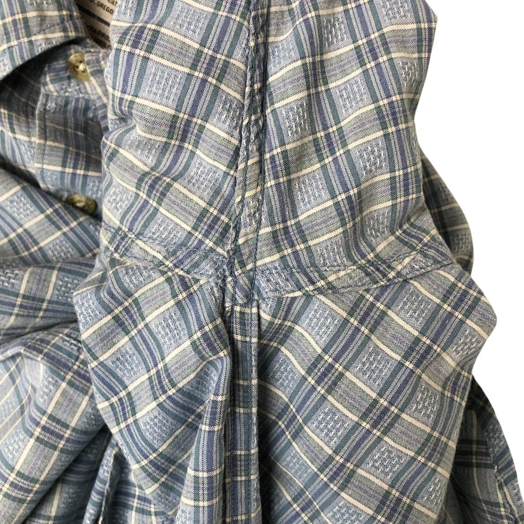 00'S Columbia Short Sleeve Button Down Check Shirt Men's XL cotton Blue type light blue Vintage Second Hand