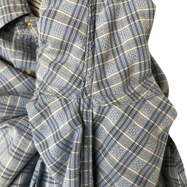 00'S Columbia Short Sleeve Button Down Check Shirt Men's XL cotton Blue type light blue Vintage Second Hand