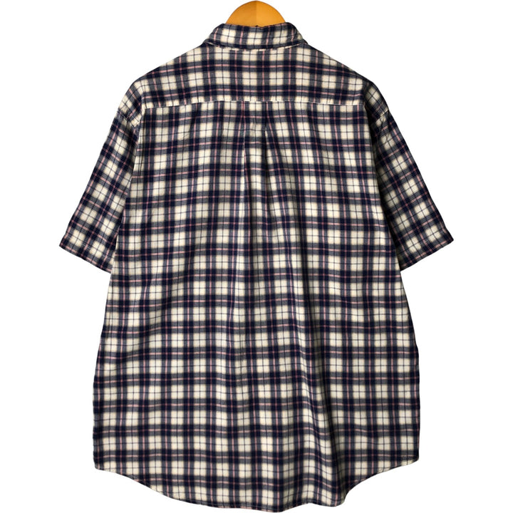 Brooks Brothers 346 short sleeve button down check shirt, men's size L cotton navy blue type Vintage Second Hand