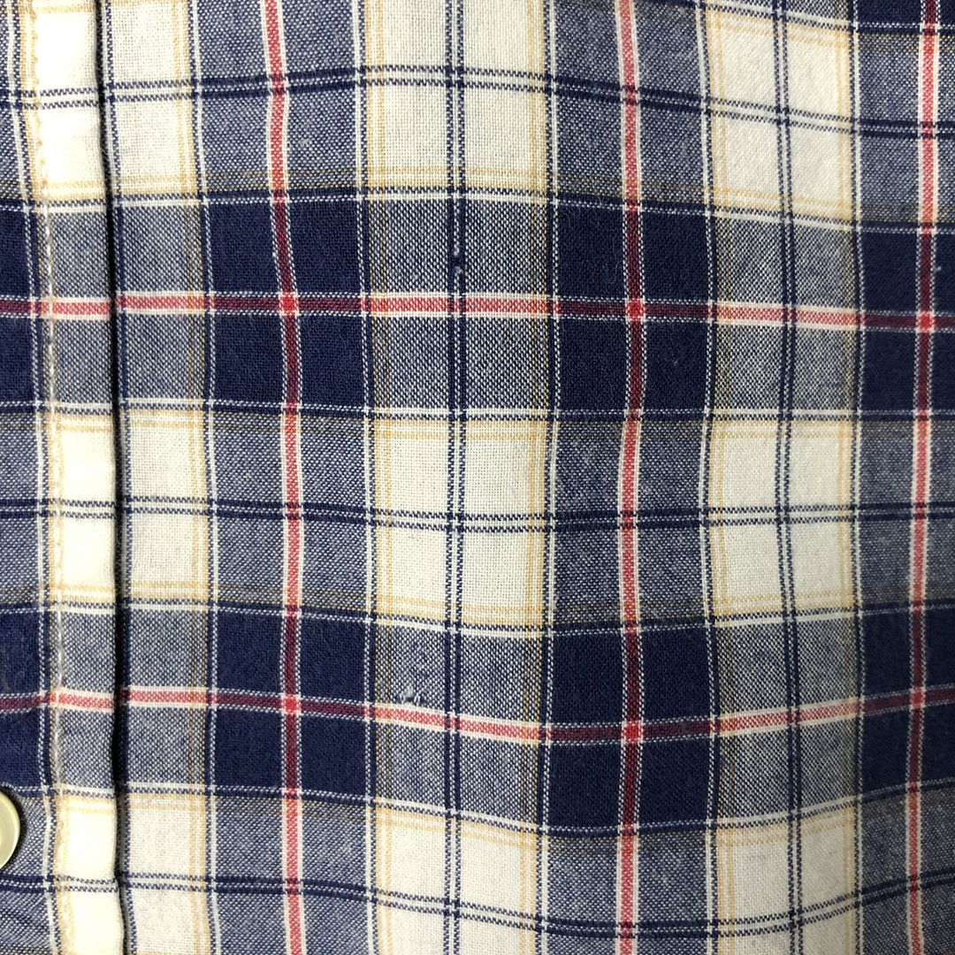 Brooks Brothers 346 short sleeve button down check shirt, men's size L cotton navy blue type Vintage Second Hand