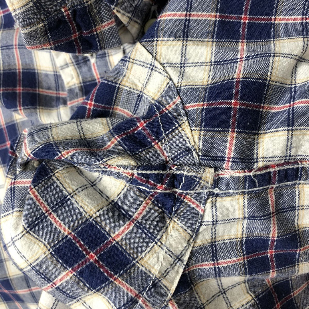 Brooks Brothers 346 short sleeve button down check shirt, men's size L cotton navy blue type Vintage Second Hand