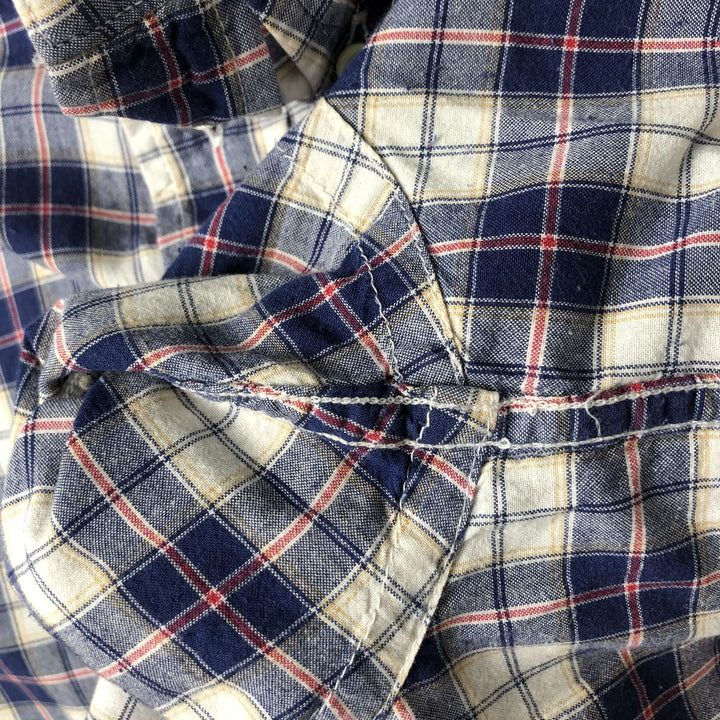 Brooks Brothers 346 short sleeve button down check shirt, men's size L cotton navy blue type Vintage Second Hand