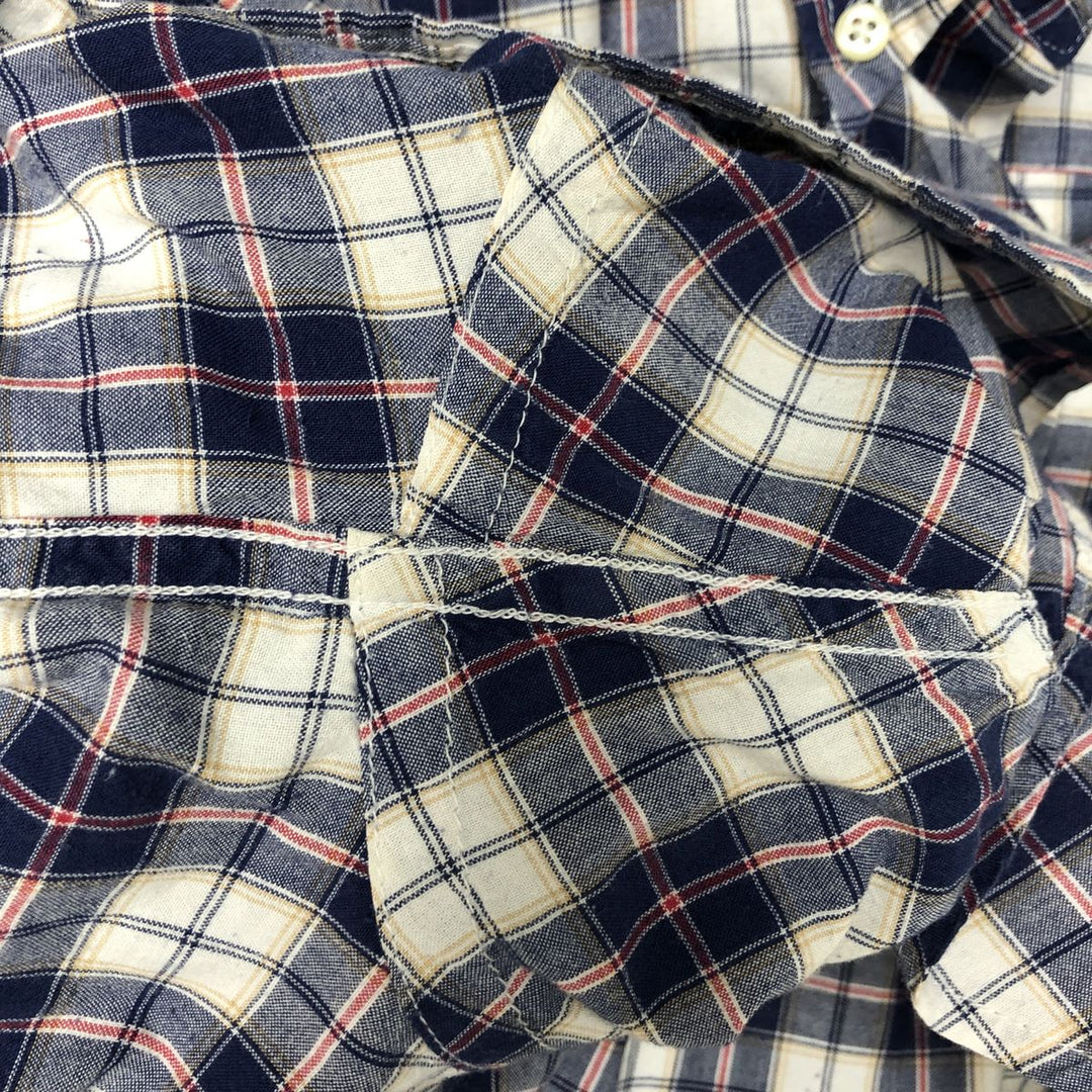 Brooks Brothers 346 short sleeve button down check shirt, men's size L cotton navy blue type Vintage Second Hand