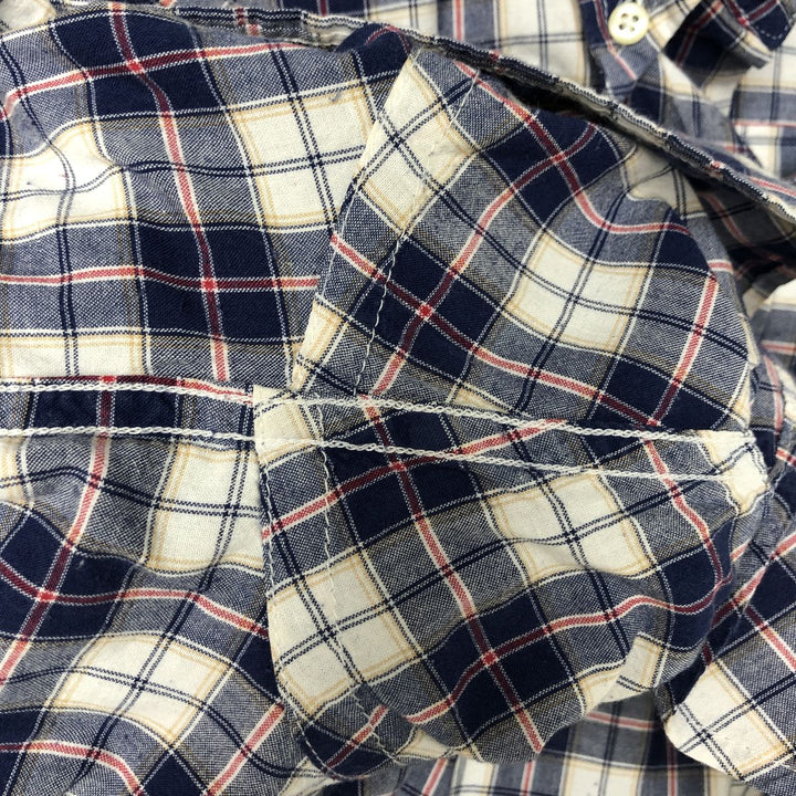 Brooks Brothers 346 short sleeve button down check shirt, men's size L cotton navy blue type Vintage Second Hand