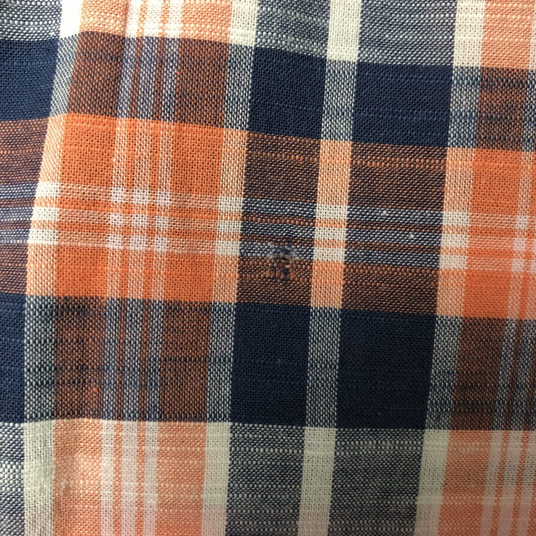 Brooks Brothers 1818 short sleeve button down check shirt, men's size L cotton navy blue type Vintage Second Hand