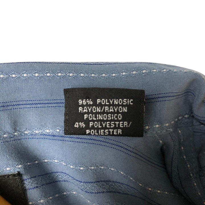 Haggar Multi-Stripe Short Sleeve Rayon Box Shirt, Men's Size L Polynosic Blue type light blue Vintage Second Hand