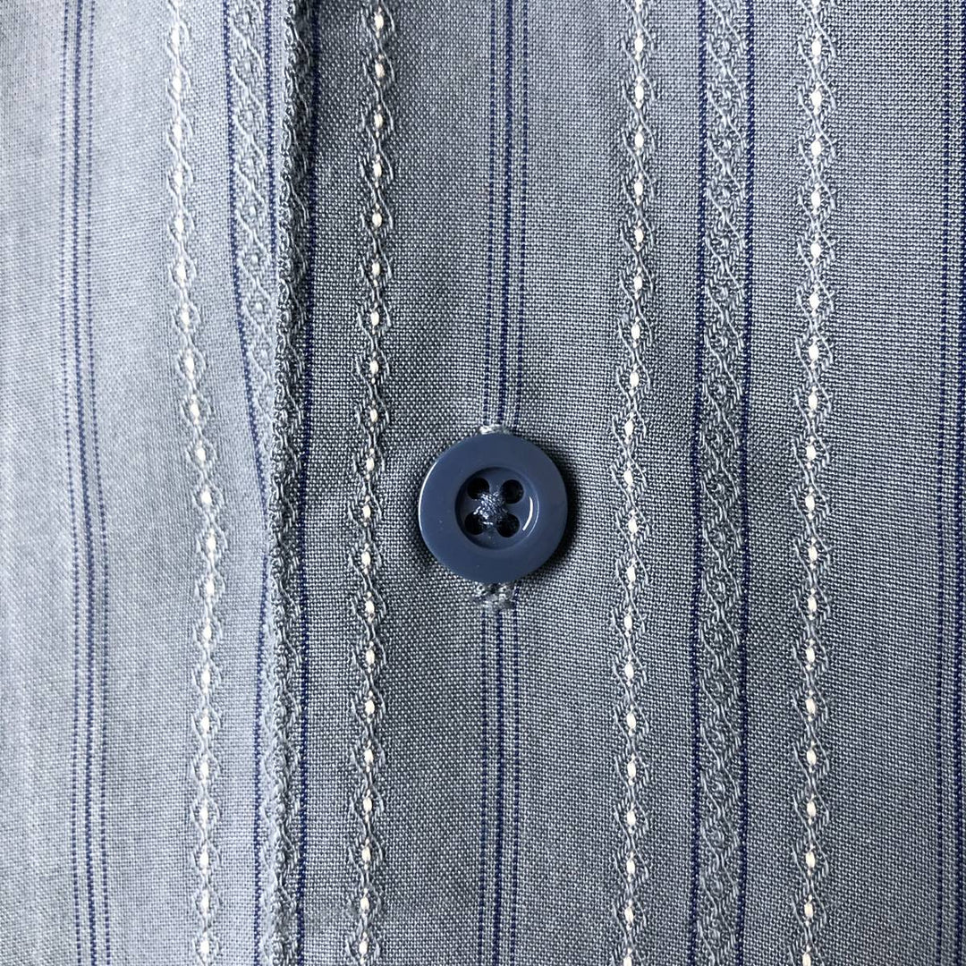 Haggar Multi-Stripe Short Sleeve Rayon Box Shirt, Men's Size L Polynosic Blue type light blue Vintage Second Hand