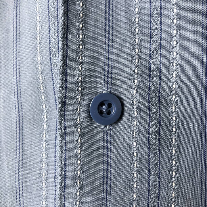 Haggar Multi-Stripe Short Sleeve Rayon Box Shirt, Men's Size L Polynosic Blue type light blue Vintage Second Hand