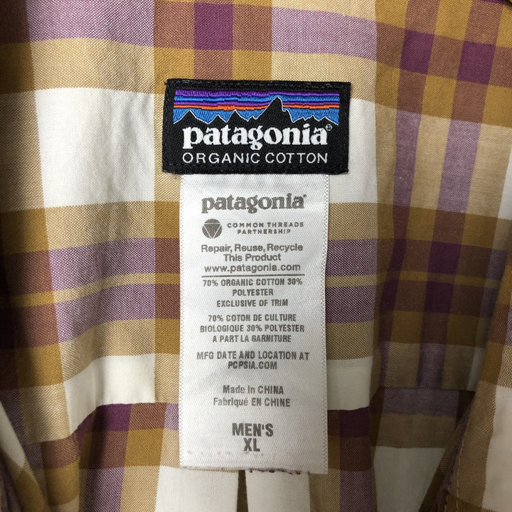 Patagonia Organic Cotton 5396SP13 Short Sleeve Cotton Check Shirt, Men's Size XL cotton white type Vintage Second Hand
