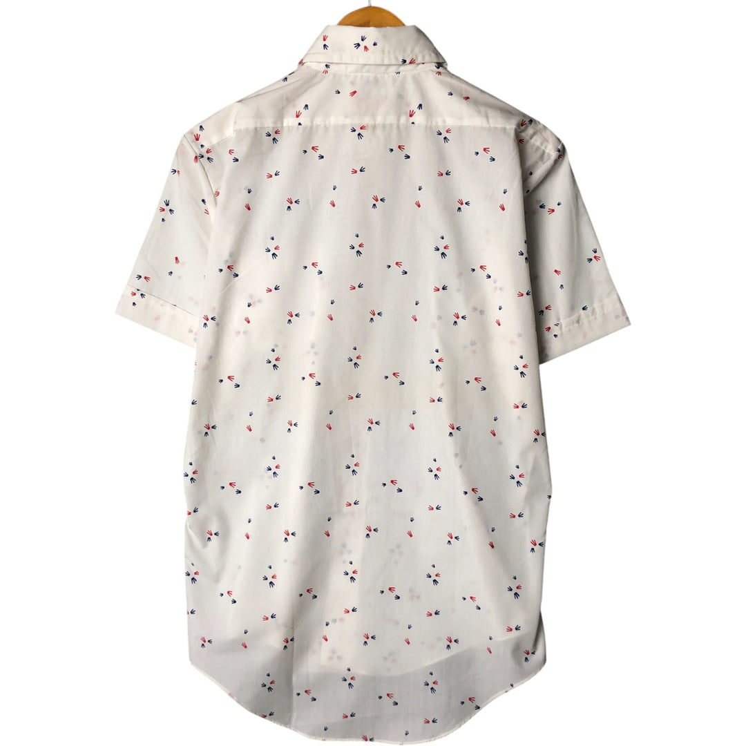 Vintage 1970'S IMPACT all-over print short-sleeve polycotton shirt, size M, men's polyester white type Vintage Second Hand